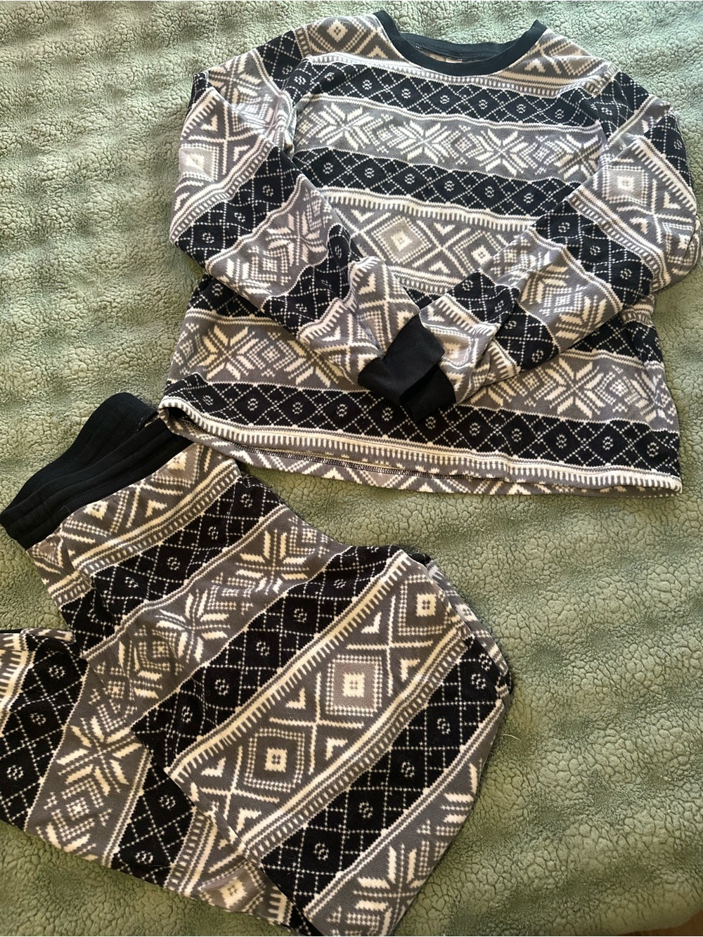 Black and White Fair Isle women PJ/Lounge set sz LG Tall